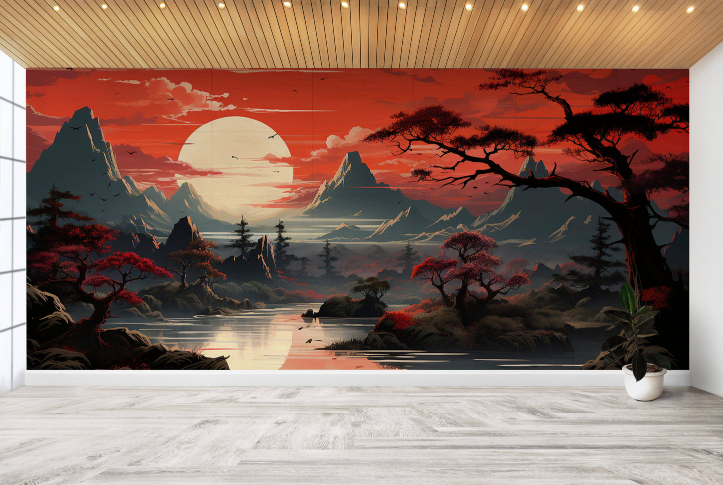 japanese zen landscape large japandi sunset 3