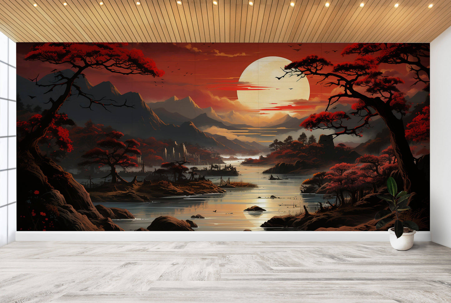 japanese zen landscape large japandi sunset 4