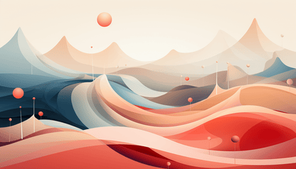 Mountain and Waves Abstract Mural