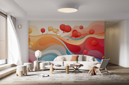 Romantic Landscapes: Abstract Wavy Colored Mural