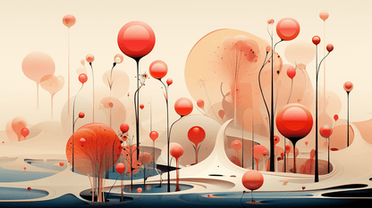 Serene Balloon and Water Doodle Mural